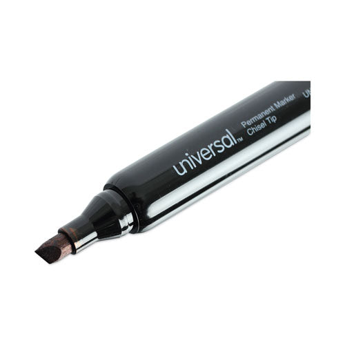 Image of Universal Chisel Tip Permanent Marker Value Pack, Broad Chisel Tip, Black, 60/pack
