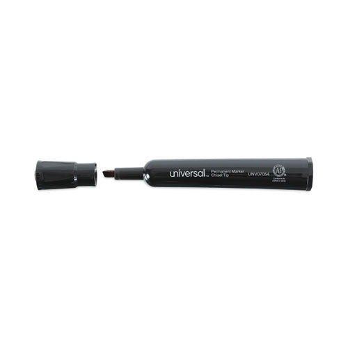 Image of Universal Chisel Tip Permanent Marker Value Pack, Broad Chisel Tip, Black, 60/pack