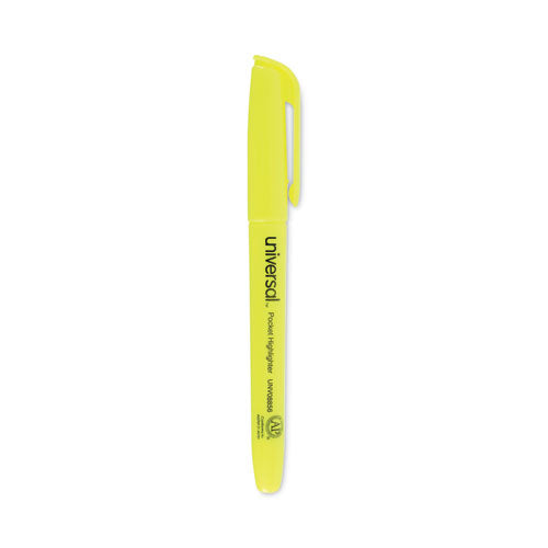 Image of Universal Pocket Highlighter Value Pack, Fluorescent Yellow Ink, Chisel Tip, Yellow Barrel, 36/pack