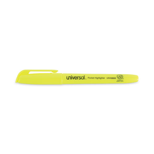 Image of Universal Pocket Highlighter Value Pack, Fluorescent Yellow Ink, Chisel Tip, Yellow Barrel, 36/pack