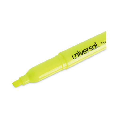 Image of Universal Pocket Highlighter Value Pack, Fluorescent Yellow Ink, Chisel Tip, Yellow Barrel, 36/pack