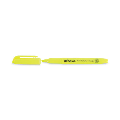 Image of Universal Pocket Highlighter Value Pack, Fluorescent Yellow Ink, Chisel Tip, Yellow Barrel, 36/pack