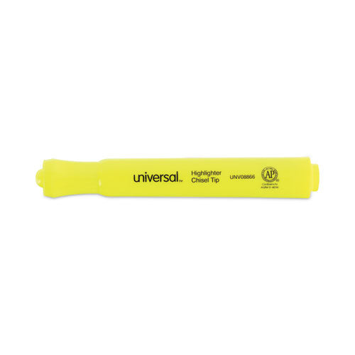 Image of Universal Desk Highlighter Value Pack, Fluorescent Yellow Ink, Chisel Tip, Yellow Barrel, 36/pack