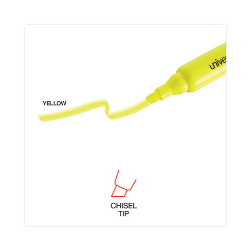 Image of Universal Desk Highlighter Value Pack, Fluorescent Yellow Ink, Chisel Tip, Yellow Barrel, 36/pack