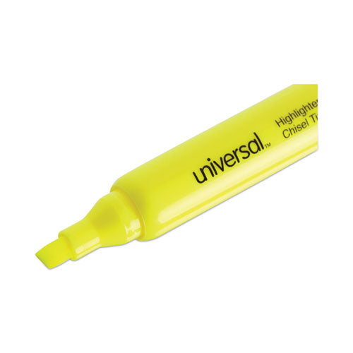 Image of Universal Desk Highlighter Value Pack, Fluorescent Yellow Ink, Chisel Tip, Yellow Barrel, 36/pack