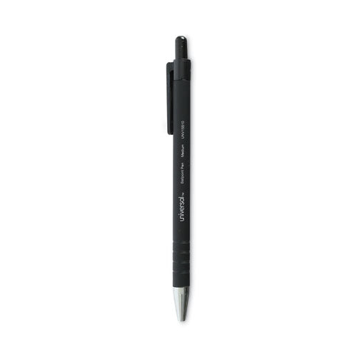 Image of Universal Ballpoint Pen, Retractable, Medium 1 Mm, Black Ink, Black Barrel, Dozen