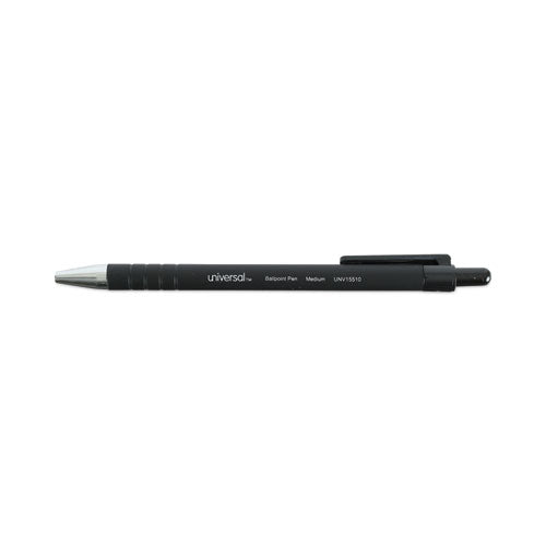 Image of Universal Ballpoint Pen, Retractable, Medium 1 Mm, Black Ink, Black Barrel, Dozen