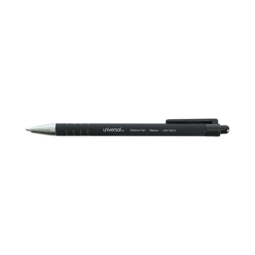 Image of Universal Ballpoint Pen, Retractable, Medium 1 Mm, Black Ink, Black Barrel, Dozen