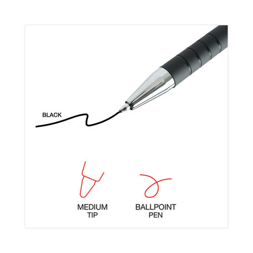 Image of Universal Ballpoint Pen, Retractable, Medium 1 Mm, Black Ink, Black Barrel, Dozen