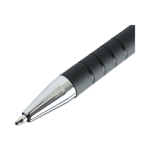 Image of Universal Ballpoint Pen, Retractable, Medium 1 Mm, Black Ink, Black Barrel, Dozen