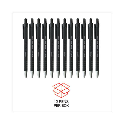 Image of Universal Ballpoint Pen, Retractable, Medium 1 Mm, Black Ink, Black Barrel, Dozen