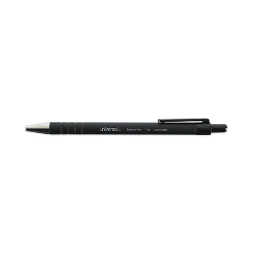 Image of Universal Ballpoint Pen, Retractable, Fine 0.7 Mm, Black Ink, Black Barrel, Dozen