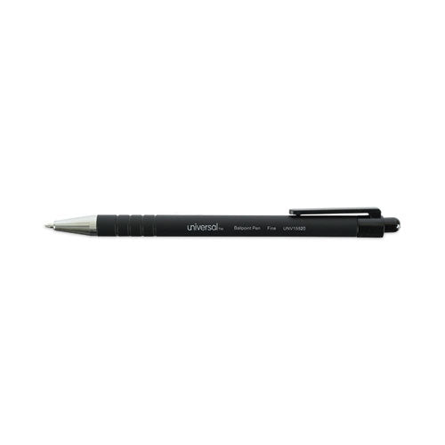 Image of Universal Ballpoint Pen, Retractable, Fine 0.7 Mm, Black Ink, Black Barrel, Dozen