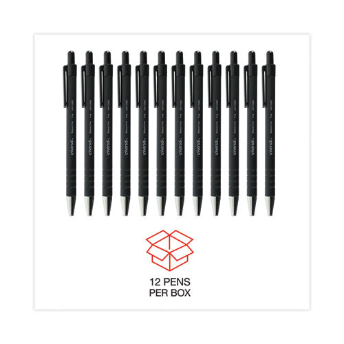 Image of Universal Ballpoint Pen, Retractable, Fine 0.7 Mm, Black Ink, Black Barrel, Dozen