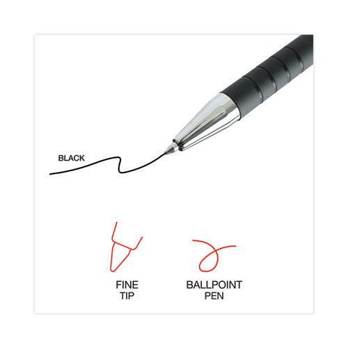 Image of Universal Ballpoint Pen, Retractable, Fine 0.7 Mm, Black Ink, Black Barrel, Dozen