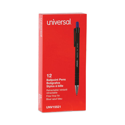 Image of Universal Ballpoint Pen, Retractable, Fine 0.7 Mm, Blue Ink, Blue Barrel, Dozen