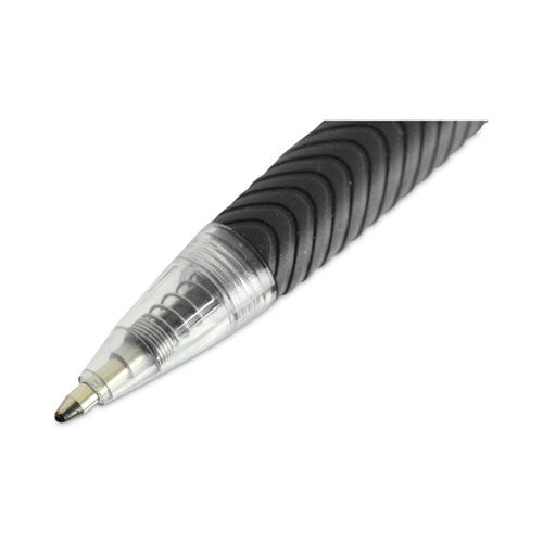 Image of Universal Comfort Grip Ballpoint Pen, Retractable, Medium 1 mm, Black Ink, Clear/Black Barrel, Dozen