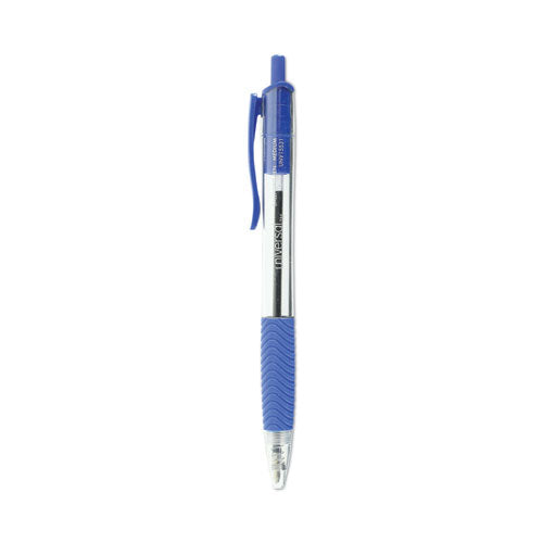 Image of Universal Comfort Grip Ballpoint Pen, Retractable, Medium 1 mm, Blue Ink, Clear/Blue Barrel, Dozen