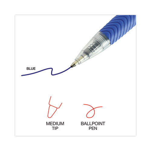 Image of Universal Comfort Grip Ballpoint Pen, Retractable, Medium 1 mm, Blue Ink, Clear/Blue Barrel, Dozen