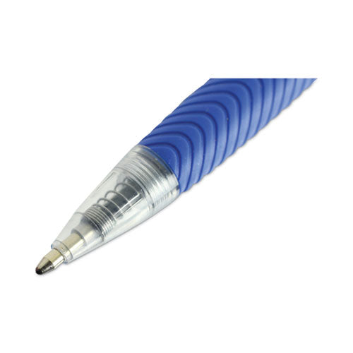 Image of Universal Comfort Grip Ballpoint Pen, Retractable, Medium 1 mm, Blue Ink, Clear/Blue Barrel, Dozen