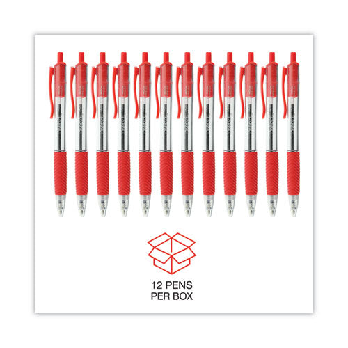Image of Universal Comfort Grip Ballpoint Pen, Retractable, Medium 1 mm, Red Ink, Clear/Red Barrel, Dozen