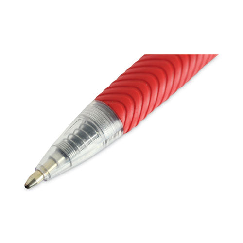 Image of Universal Comfort Grip Ballpoint Pen, Retractable, Medium 1 mm, Red Ink, Clear/Red Barrel, Dozen