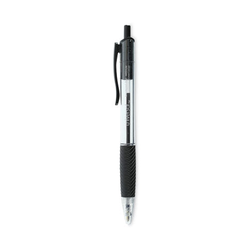 Image of Universal Comfort Grip Ballpoint Pen, Retractable, Medium 1 mm, Black Ink, Clear/Black Barrel, 48/Pack