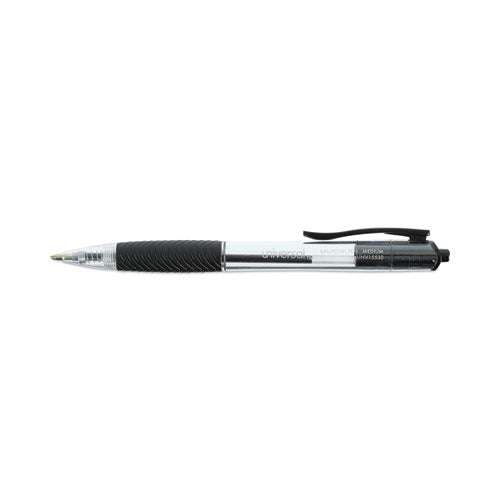 Image of Universal Comfort Grip Ballpoint Pen, Retractable, Medium 1 mm, Black Ink, Clear/Black Barrel, 48/Pack