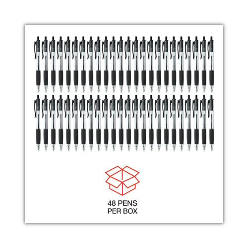 Image of Universal Comfort Grip Ballpoint Pen, Retractable, Medium 1 mm, Black Ink, Clear/Black Barrel, 48/Pack