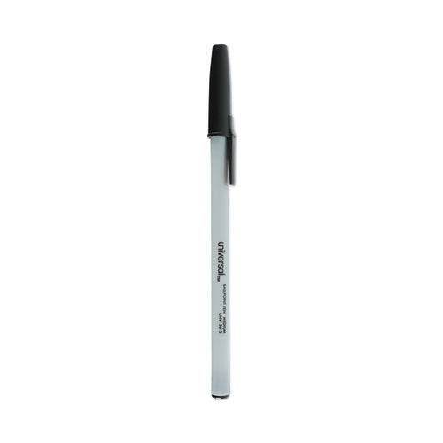 Image of Universal Ballpoint Pen Value Pack, Stick, Medium 1 mm, Black Ink, Gray/Black Barrel, 60/Pack