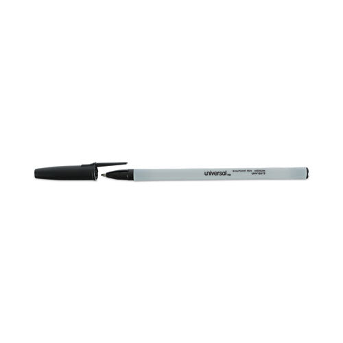Image of Universal Ballpoint Pen Value Pack, Stick, Medium 1 mm, Black Ink, Gray/Black Barrel, 60/Pack