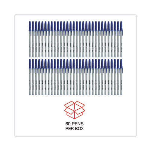 Image of Universal Ballpoint Pen Value Pack, Stick, Medium 1 mm, Blue Ink, Gray/Blue Barrel, 60/Pack