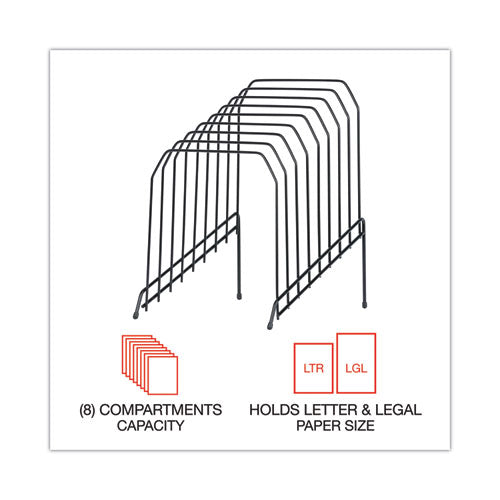 Image of Universal® Wire Tiered File Sorter, 8 Sections, Letter To Legal Size Files, 8" X 10.5" X 12.5", Black