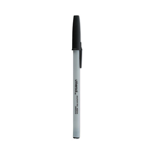 Image of Universal Ballpoint Pen, Stick, Medium 1 mm, Black Ink, Gray/Black Barrel, Dozen