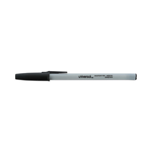Image of Universal Ballpoint Pen, Stick, Medium 1 mm, Black Ink, Gray/Black Barrel, Dozen