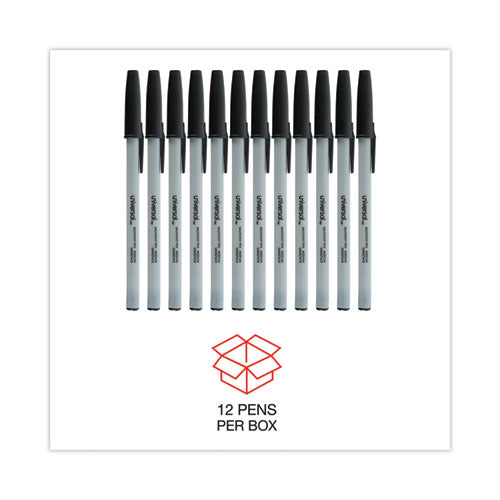 Image of Universal Ballpoint Pen, Stick, Medium 1 mm, Black Ink, Gray/Black Barrel, Dozen