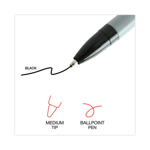 Image of Universal Ballpoint Pen, Stick, Medium 1 mm, Black Ink, Gray/Black Barrel, Dozen