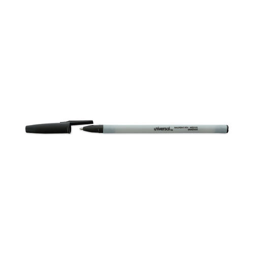 Image of Universal Ballpoint Pen, Stick, Medium 1 mm, Black Ink, Gray/Black Barrel, Dozen