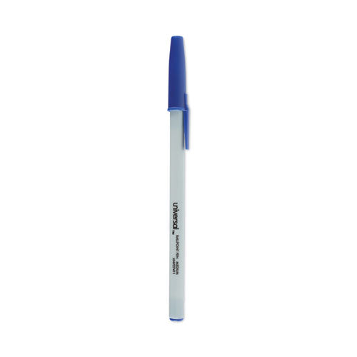 Image of Universal Ballpoint Pen, Stick, Medium 1 mm, Blue Ink, Gray/Blue Barrel, Dozen