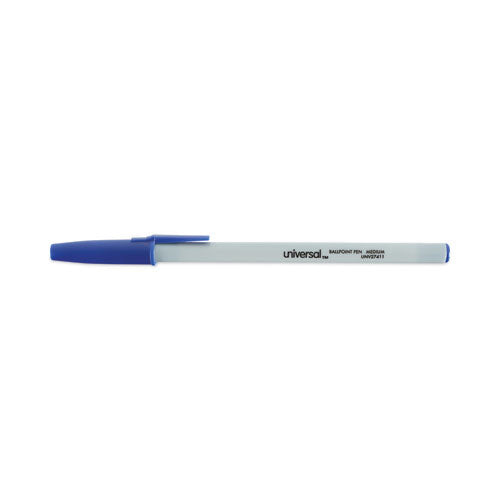 Image of Universal Ballpoint Pen, Stick, Medium 1 mm, Blue Ink, Gray/Blue Barrel, Dozen