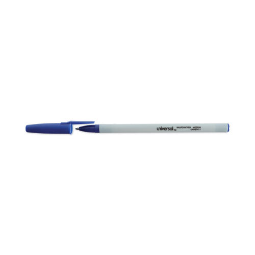 Image of Universal Ballpoint Pen, Stick, Medium 1 mm, Blue Ink, Gray/Blue Barrel, Dozen