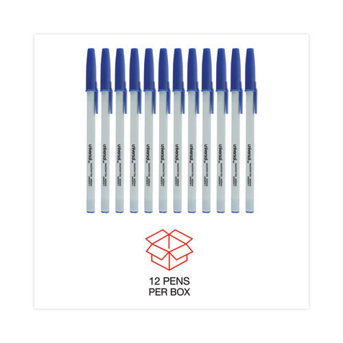 Image of Universal Ballpoint Pen, Stick, Medium 1 mm, Blue Ink, Gray/Blue Barrel, Dozen