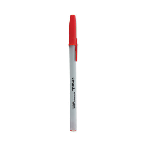 Image of Universal Ballpoint Pen, Stick, Medium 1 mm, Red Ink, Gray/Red Barrel, Dozen