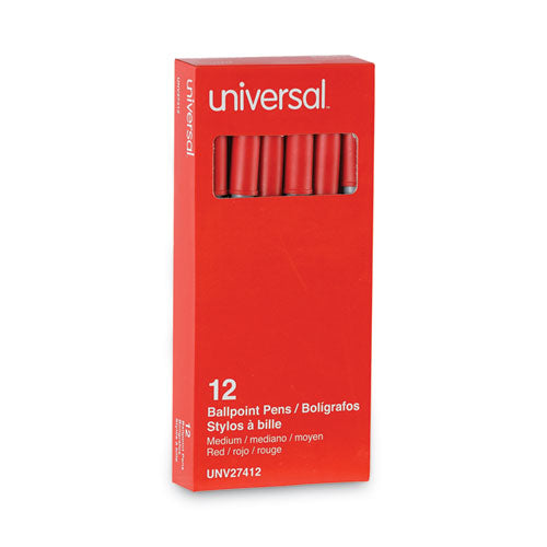 Image of Universal Ballpoint Pen, Stick, Medium 1 mm, Red Ink, Gray/Red Barrel, Dozen