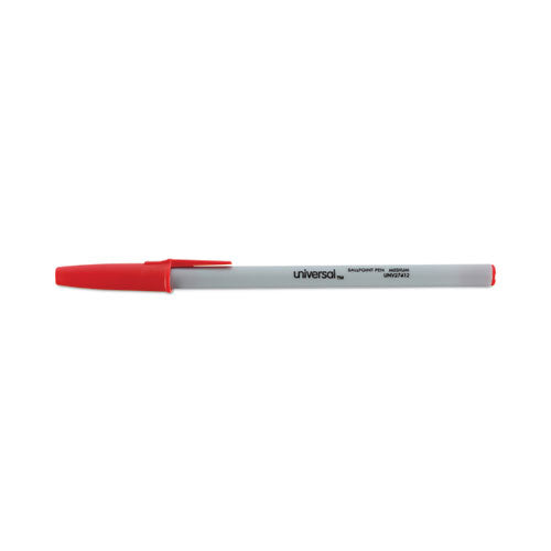 Image of Universal Ballpoint Pen, Stick, Medium 1 mm, Red Ink, Gray/Red Barrel, Dozen