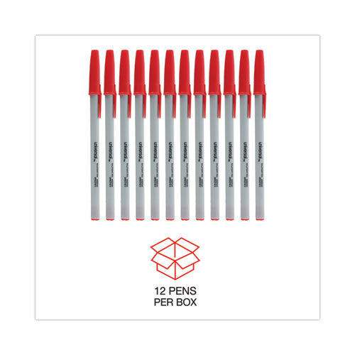Image of Universal Ballpoint Pen, Stick, Medium 1 mm, Red Ink, Gray/Red Barrel, Dozen
