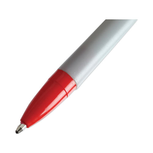 Image of Universal Ballpoint Pen, Stick, Medium 1 mm, Red Ink, Gray/Red Barrel, Dozen