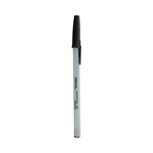 Image of Universal Ballpoint Pen, Stick, Fine 0.7 mm, Black Ink, Gray/Black Barrel, Dozen