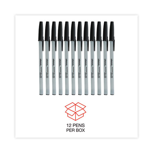 Image of Universal Ballpoint Pen, Stick, Fine 0.7 mm, Black Ink, Gray/Black Barrel, Dozen