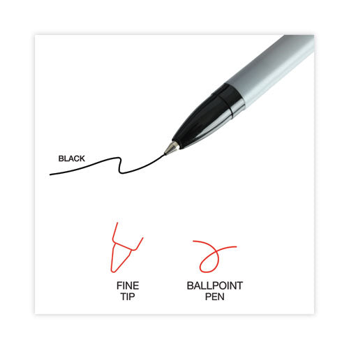Image of Universal Ballpoint Pen, Stick, Fine 0.7 mm, Black Ink, Gray/Black Barrel, Dozen